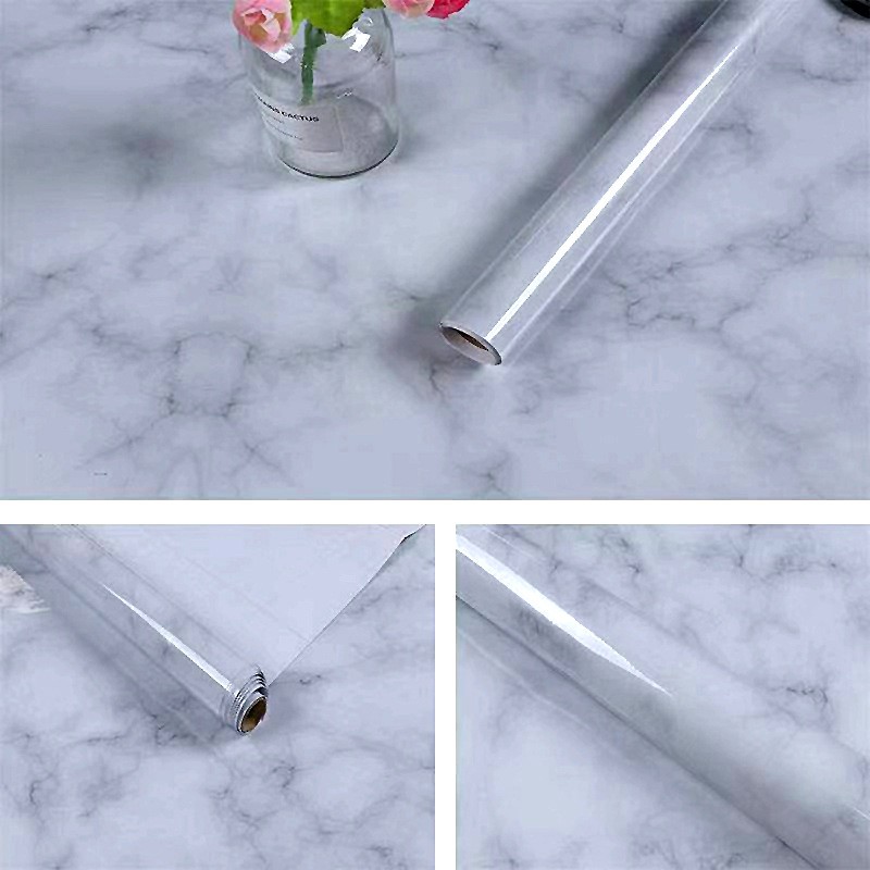 Kunataruma Wallpaper Sticker Motif Marble Marmer Meja Makan Dapur Dekorasi Dinding Lantai 3D Kulkas-Variasi #7