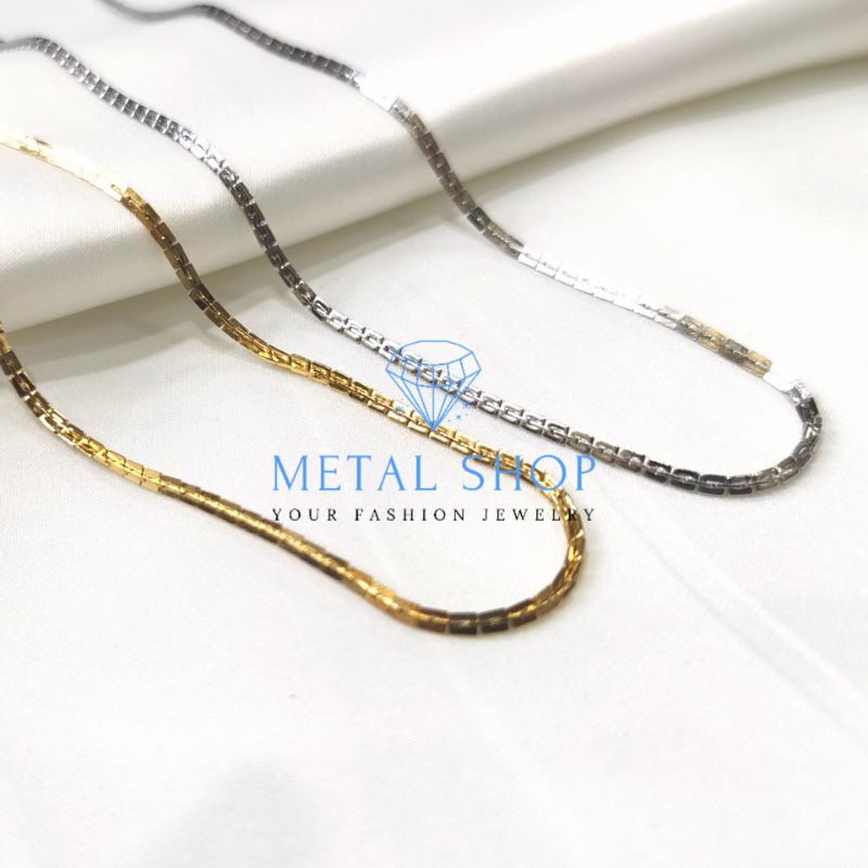 Kalung Titanium Pria Wanita Anti Karat Model Belimbing 50cm