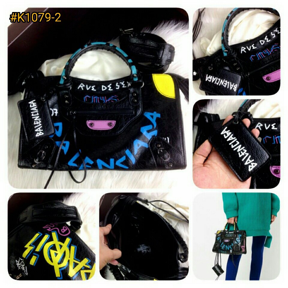 K1079-2 BALENCIAGA Graffiti City Leather Bag