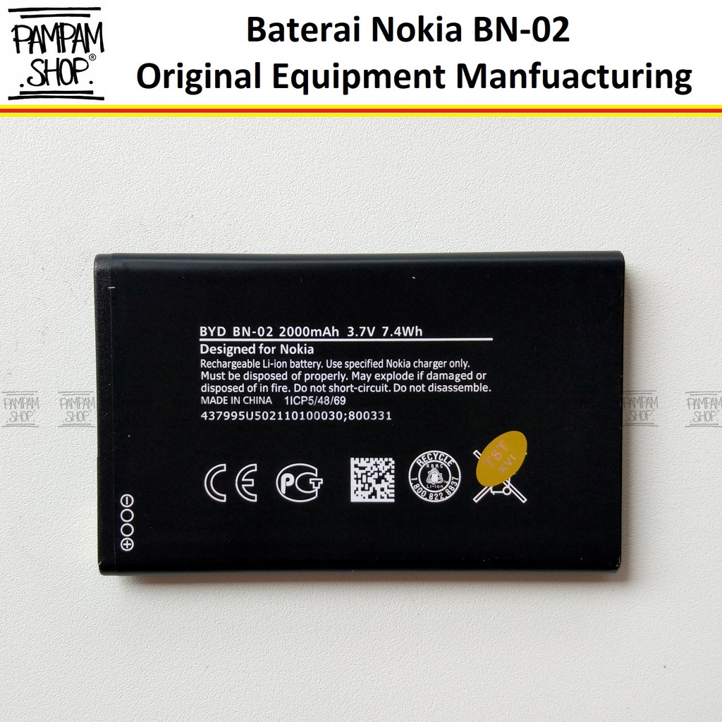 Baterai Nokia BN-02 BN02 BN 02 Lumia XL Battery Batre Batrai HP Lumnia