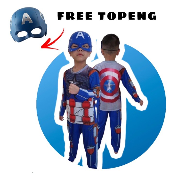 Setelan Anak Laki Laki Baju Anak Superhero Spiderman Gratis Topeng / Baju Anak Spiderman 2-10 Th