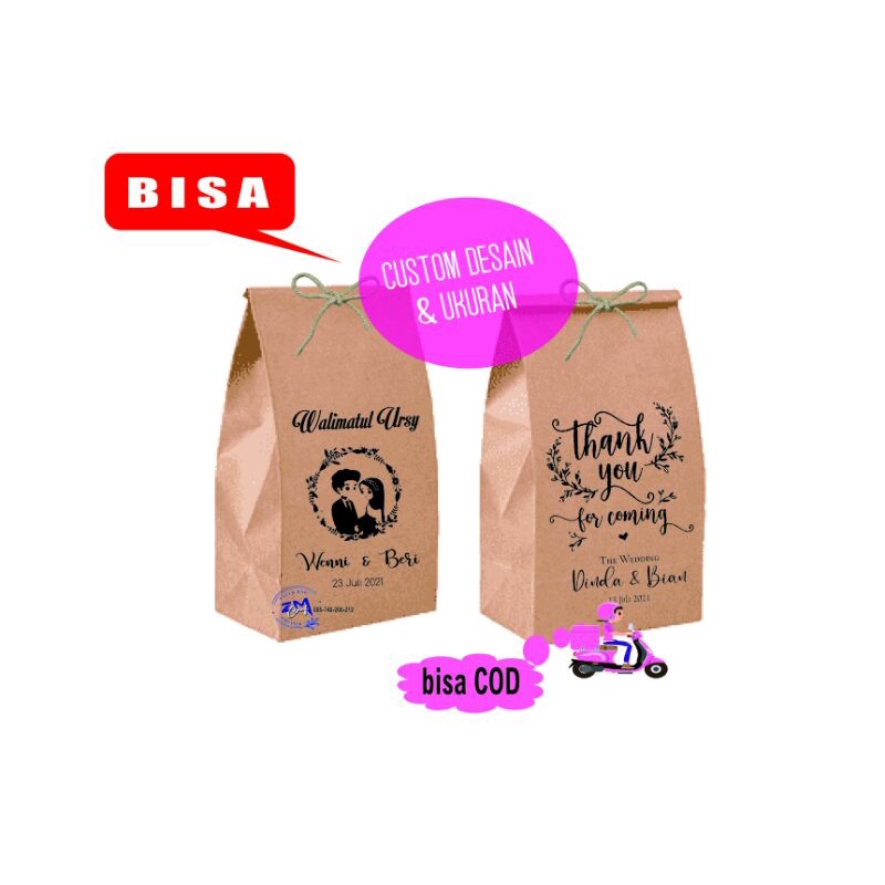 

Paperbag rustic size 11x6x14/Custom Desain/Wedding/Olshop/suka-suka