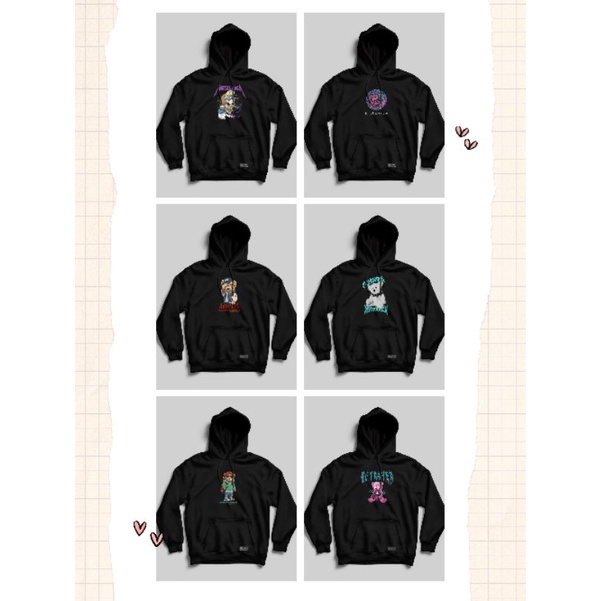 HOODIE GAMBAR black motif simple pria wanita CN series Gambar Flecee tebal