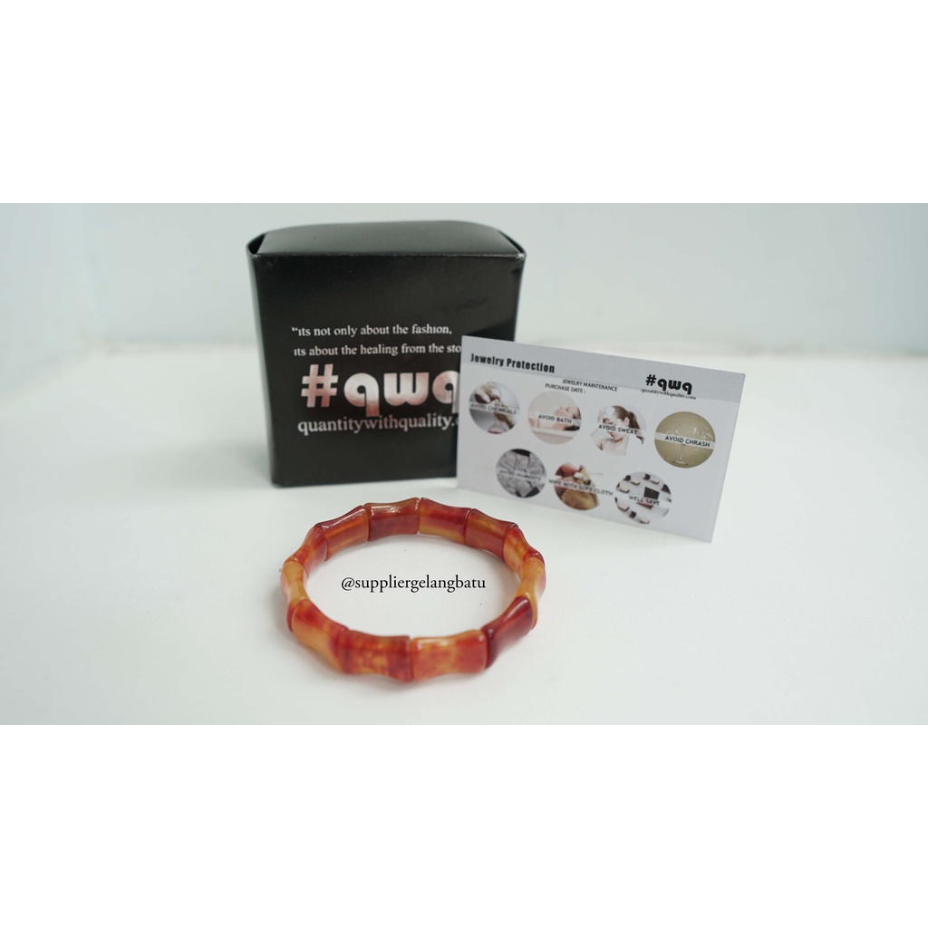 Gelang Batu GARNET ORANGE TULANG limited batu manau asli natural akik