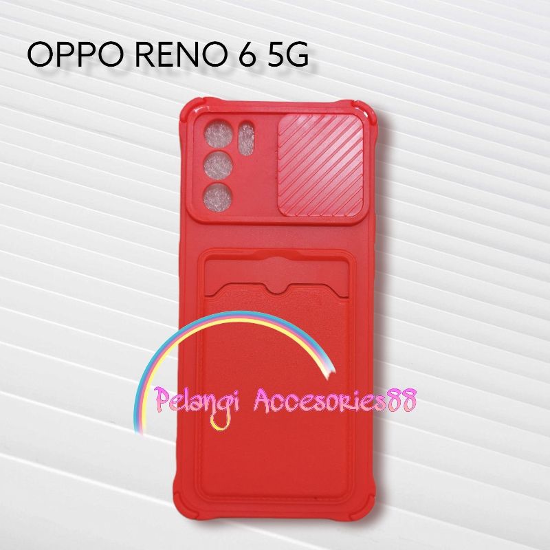 CASE OPPO RENO 6 5G SOFTCASE SLEDING WARNA WARNI SLOT CARD