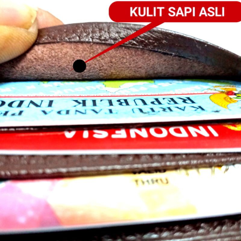 DOMPET KULIT PRIA KULIT SAPI ASLI KULIT LIPAT MOTIF SERAT JERUK