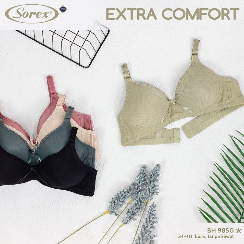 BH Sorex 9850 Bra Elastis Wanita Cup Setara A-B Ukuran 34-40 Busa Tanpa Kawat Lembut di Kulit Ada Pita Termurah