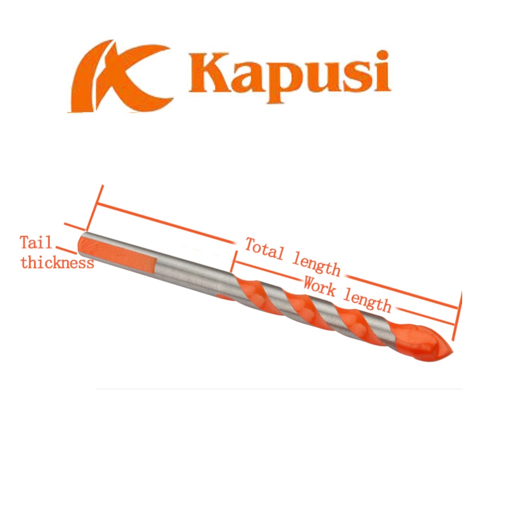 Kapusi K3506 Mata Bor Kaca Tombak 12 Mm / Mata Bor Tombak Keramik Granit Porselin Kaca Segitiga Serbaguna 12 Mm