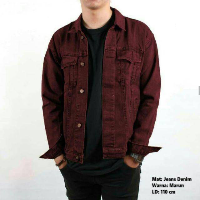 BAYAR DITEMPAT JAKET JEANS PRIA MERK LEVIS WARNA MAROON PREMIUM DISTRO GOOD QUALITY