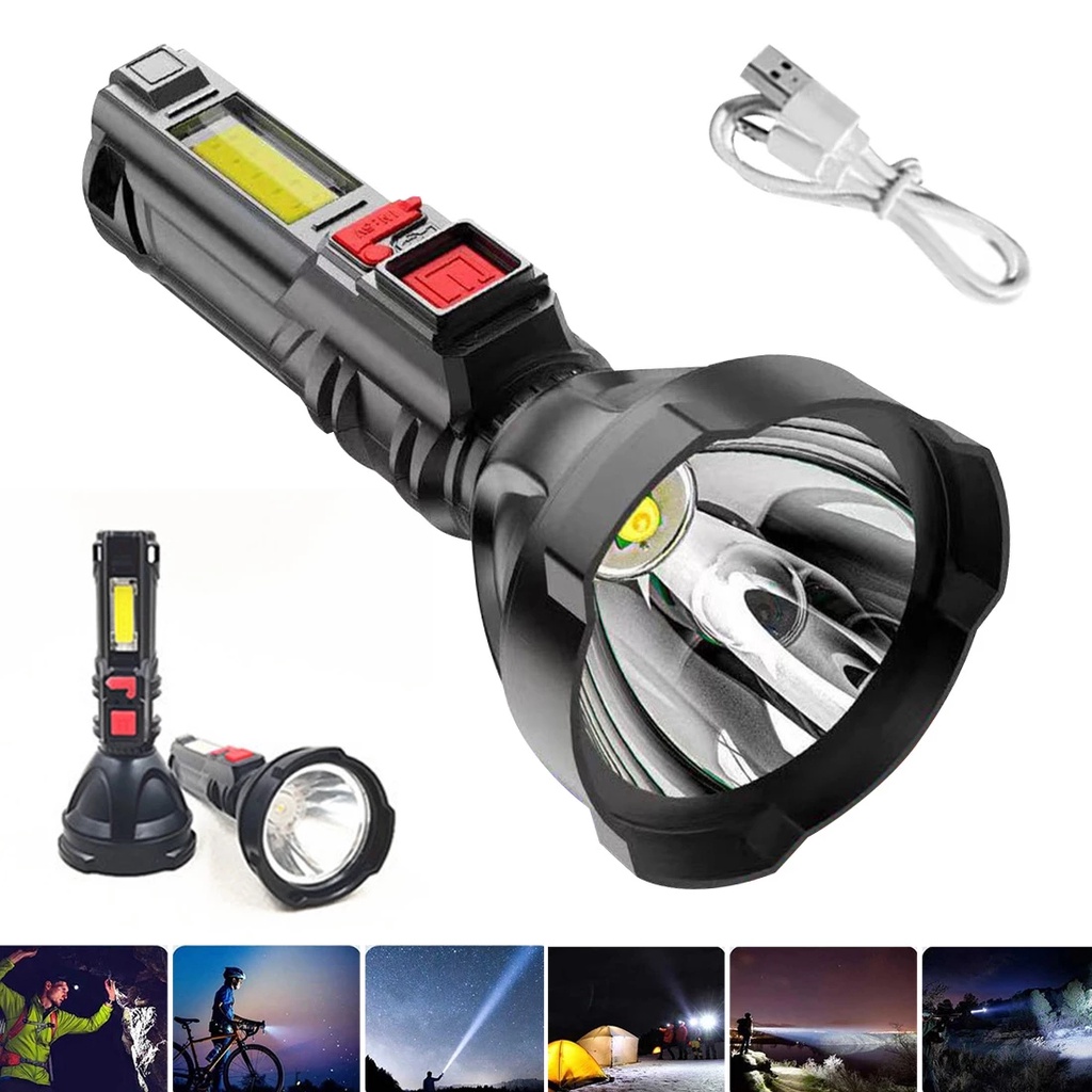 L-830 Senter LED Cas Jarak Jauh Super Terang Anti Air Waterproof Free USB SENTER COB USB CHARGING /FLASHLIGHT L 830 MURAH BERKUALITAS TY-823 Super Terang Senter Recharger 3in1 Senter LED COB