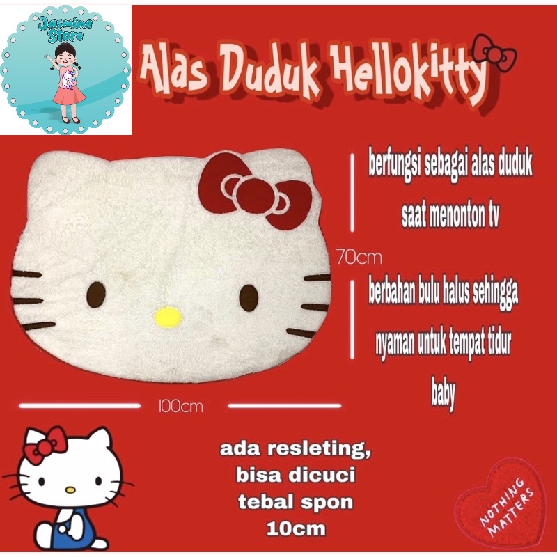 Alas duduk Hellokitty Kepala/Alas Duduk Jumbo Hellokitty/Kasur Tidur Bayi Hellokitty/Alas Duduk Tebal Hellokitty/Alas Duduk Anti Slip Hellokitty