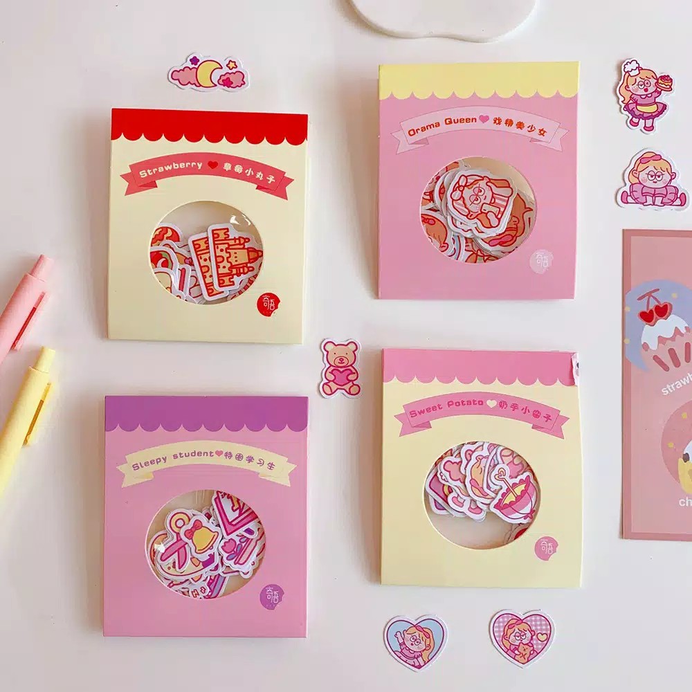 

40pcs Aesthetic Stiker Seri Gadis Chubby Gaya Korea Dekorasi DIY