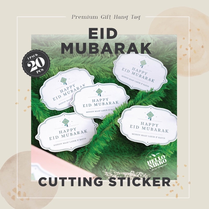 

Eid Mubarak Cutting Sticker - Hang tag kartu ucapan kado sticker hampers parcel box dus ultah natal christmas cny ramadan lebaran