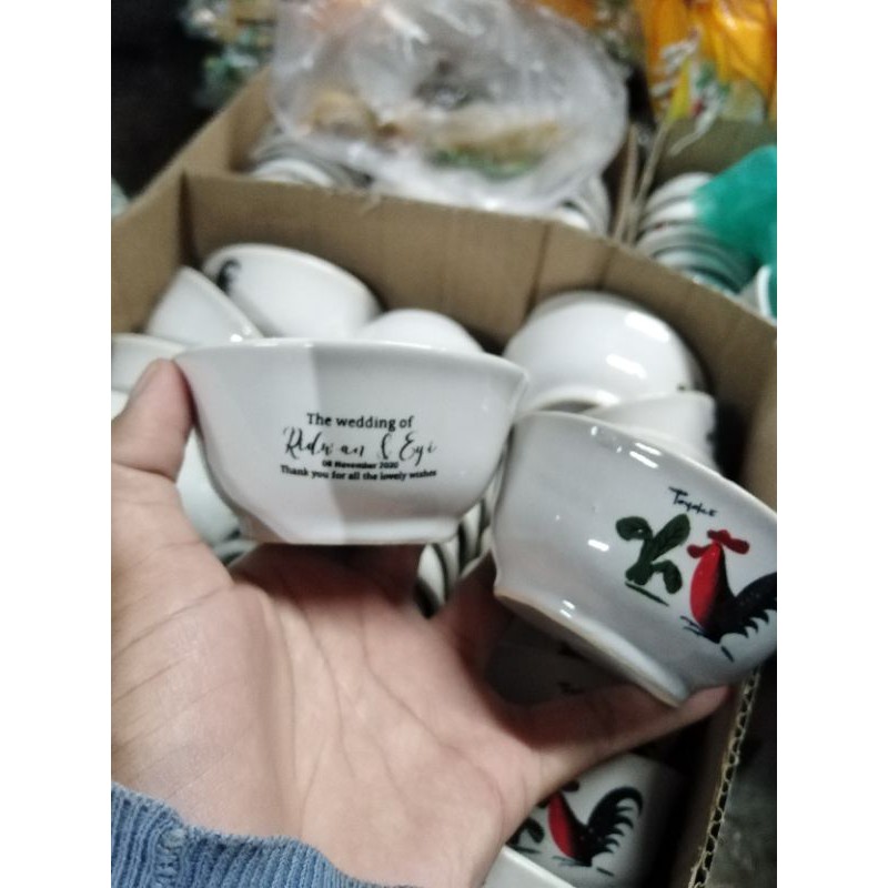 Mangkok Ayam Jago Mini JUAL ECERAN Souvenir Keramik