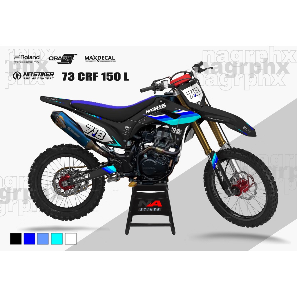 DECAL CRF BIRU HITAM SIMPLE - DECAL CRF 150 L FULLBODY CRF-73