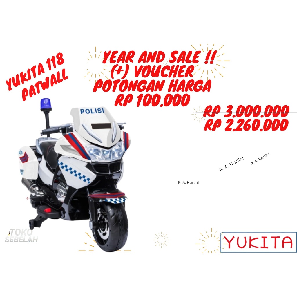 Mainan Anak Motor Aki Yukita 118 Motor Police P