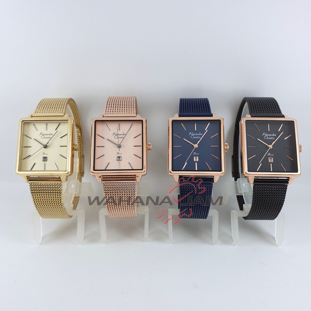 Alexandre Christie AC 2922 LD / Jam Tangan Wanita AC2922 Alexander Cewek Tali Pasir Rantai Kotak