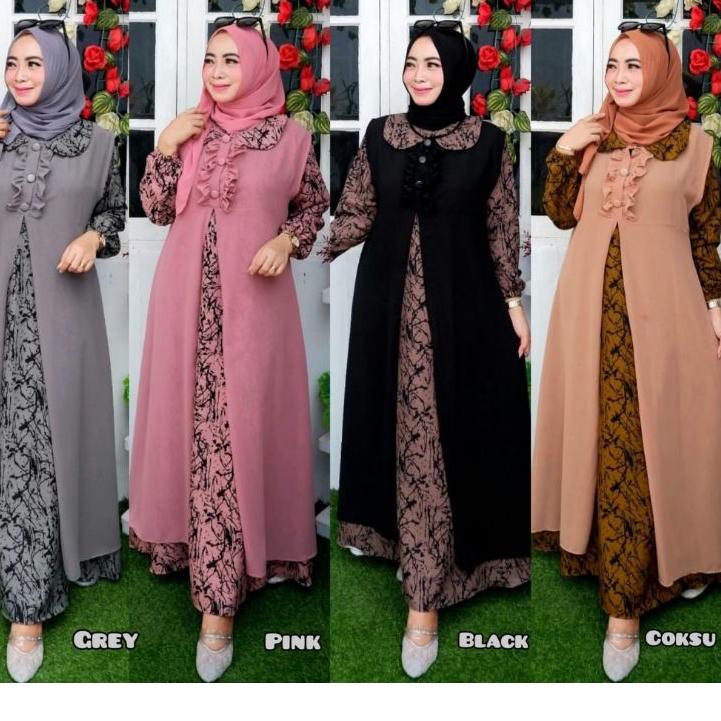 ♪ GAMIS SHAKILA IMPORT PREMIUM MIX OUTHER TERPISAH BAHAN CERUTY BABY DOLL GAMIS JUMBO GAMIS LD 120CM
