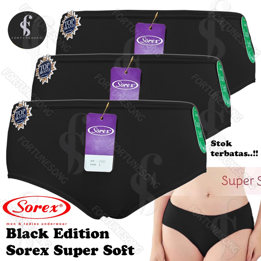 SOREX - Celana Dalam Wanita Sorex Super Soft Edisi Hitam Stok Terbatas / CD sorex Black Edition