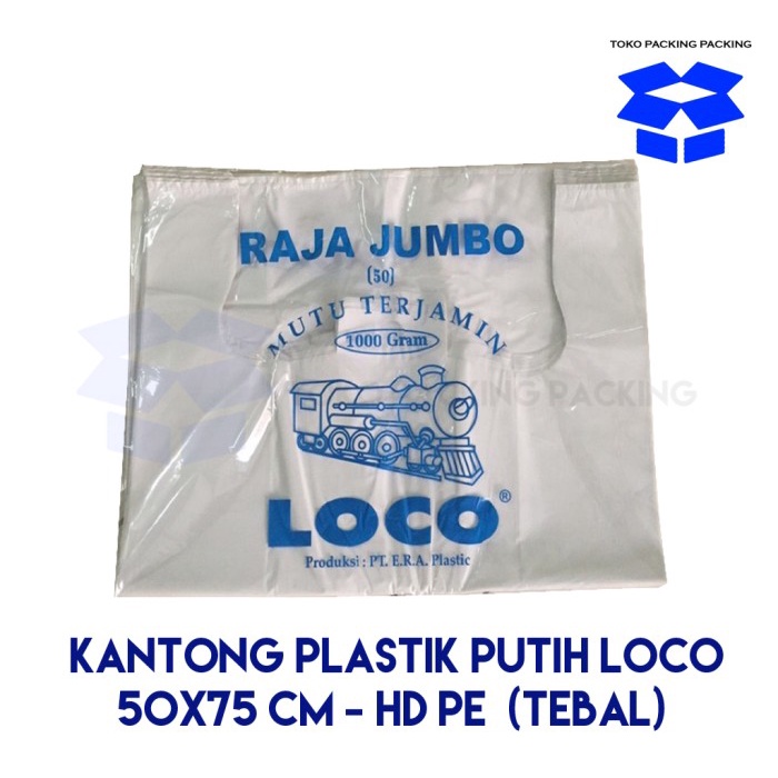 

Ginger- Kantong Plastik LOCO uk. 50x75 HD PE (1000 Gram) - PUTIH Tebal