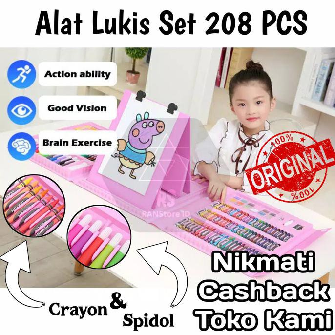 

Terbaru! Alat Lukis Set 208Pcs Crayon Oil Paste Pensil Warna Cair Anak Painting - Merah Muda