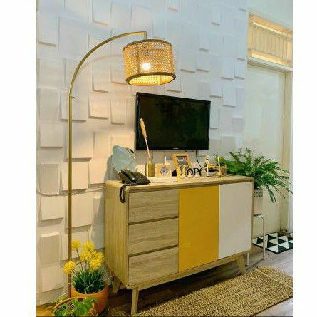 standing lampu rotan / lampu / tiang lampu / floorlamp