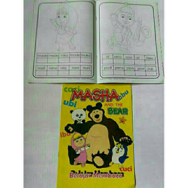 Buku Mewarnai Anak Belajar Membaca Dan Menulis Karakter Gambar Masha And The Bear Shopee Indonesia