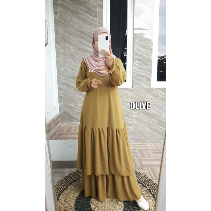 Gamis Ceruty Babydoll Layer Free Boorch/ Gamis Ceruty Double Layer