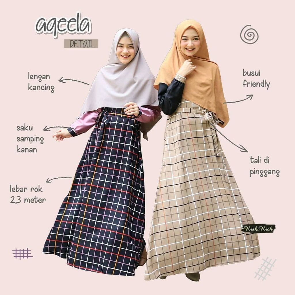 GAMIS MOTIF KOTAK KOTAK REMAJA DIAMOND SKIN MIX TOYOBO AQEELA ORIGINAL BY RISKI RICH
