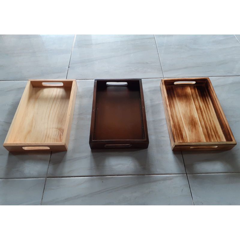 Baki Kayu Pinus/ Nampan Kayu/Tray kayu/ Baki Kayu serbaguna uk 28x18cm