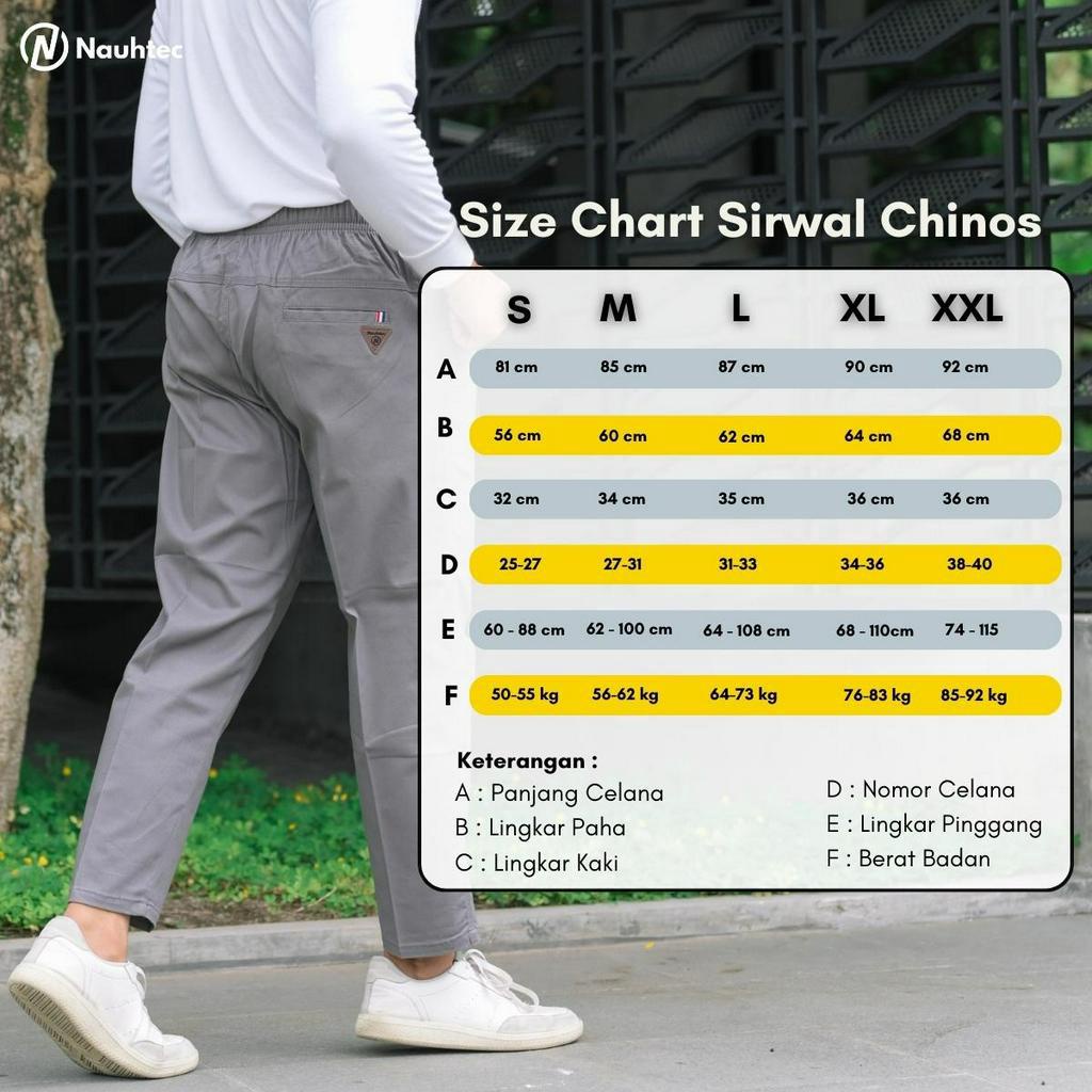 Celana Sirwal Chinos Akhtar Sirwal  Dewasa Slim Fit Material Cotton Twill Stretch Melar By Nauhtec