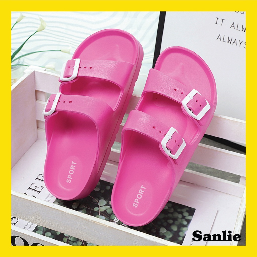 Sanlie Sandal Slide EVA Platform Baru untuk Wanita Ringan / Sandal Slide Sol Tebal Nyaman Wanita Gesper Ganda Lembut V-03