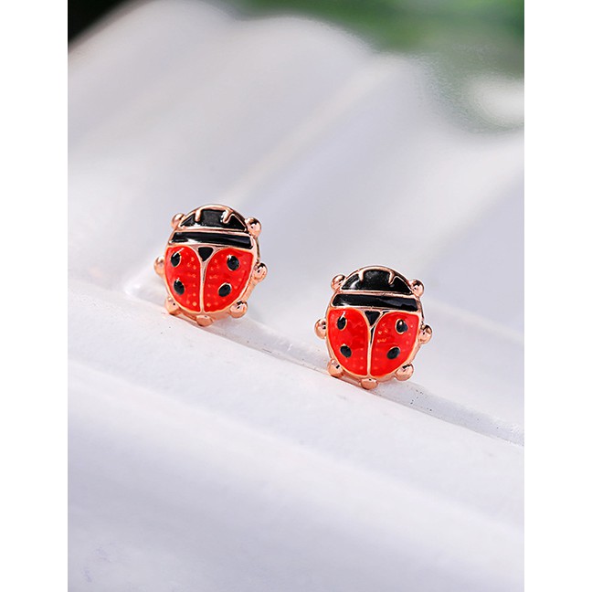 LRC Anting Tusuk Fashion Red Beatles Glazed Earrings D59103