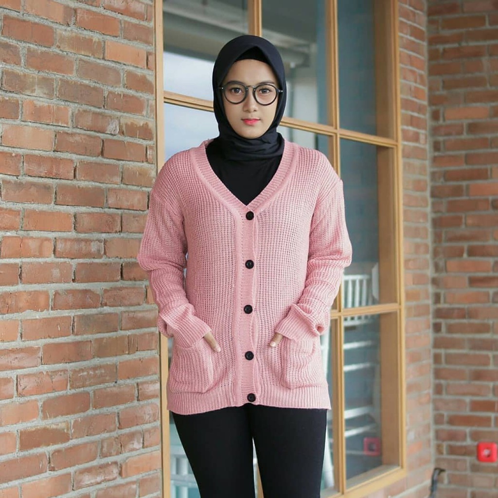 Oversize Cardigan Sweater Rajut Wanita Tebal 7 Gate Premium / Merissa Outher Cardi-DUSTY