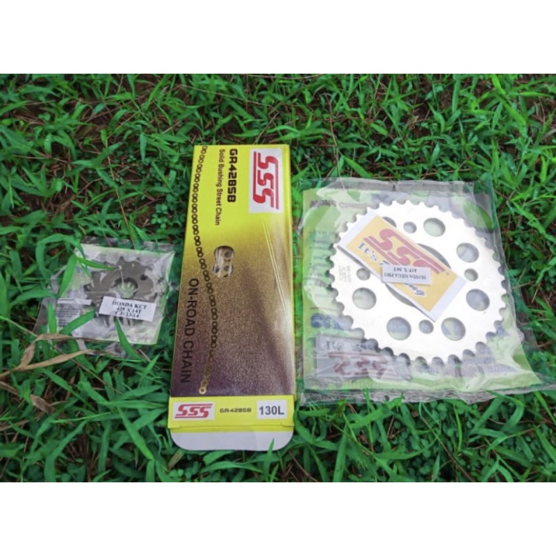GER SET SSS 428 RANTAI 130L/GER DEPAN 13-16/GER BELAKANG 35-45/UNTUK MONTOR MP,GL,NINJA,CB,KLX,DLL/O