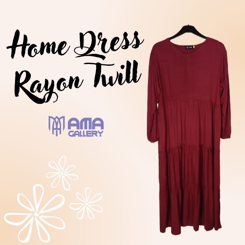 Gamis Polos Katun Rayon Twill Warna Merah Marun Daster Panjang Wanita Size Jumbo Home Dress Kualitas