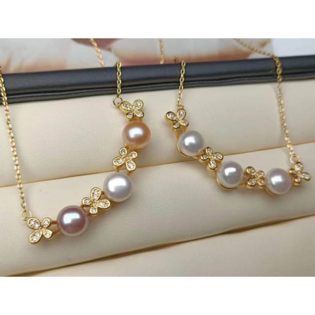 Kalung mutiara air tawar asli | model kupu kecil