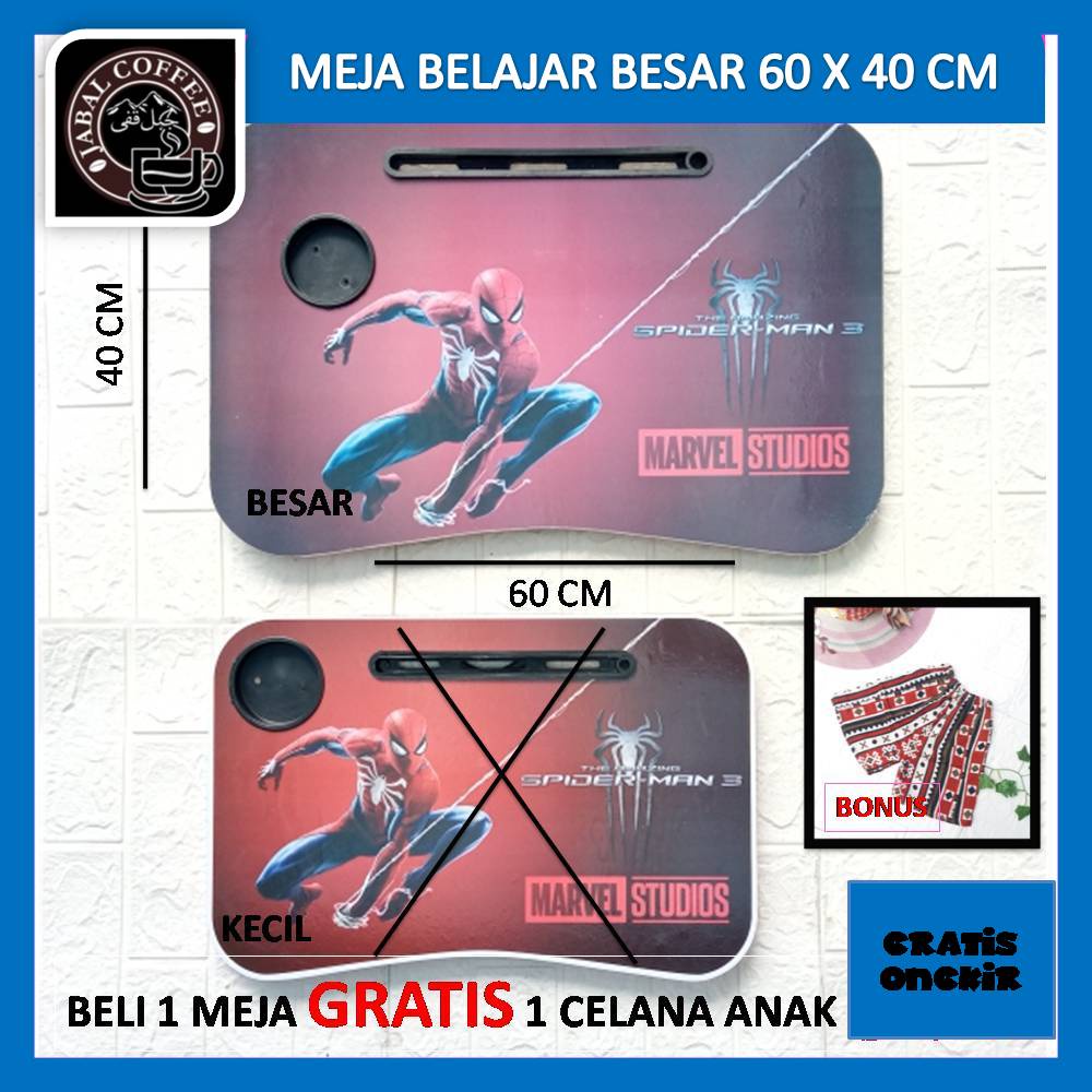 Meja Belajar Laptop Besar Gratis Celana Anak Berat 1850 Gram / Meja Laptop Lipat Portable Ukuran 60 X 40 X 27 Cm / Meja Belajar Lipat Karakter