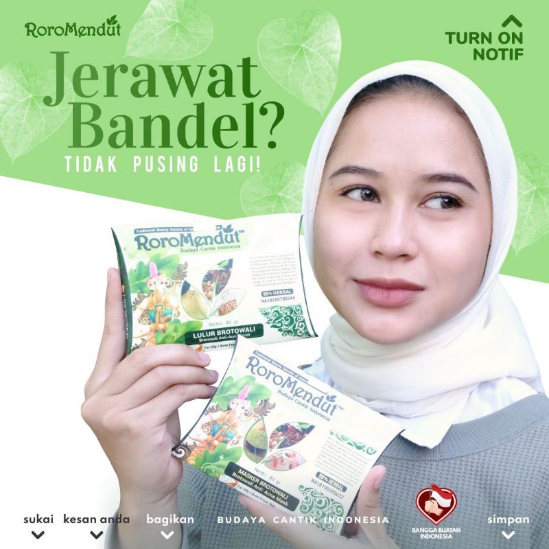RORO MENDUT Masker Brotowali Whitening Anti Acne Face Mask |BPOM HALAL Skincare Kulit Wajah Muka Ber