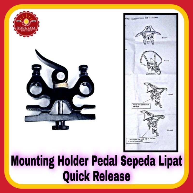Mounting Holder Bracket Pedal Sepeda Lipat QR Quick Release