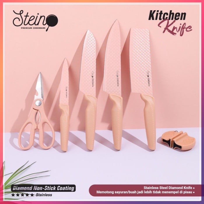 Stein Cookware Diamond Knive Set Pisau 6pcs - Pink