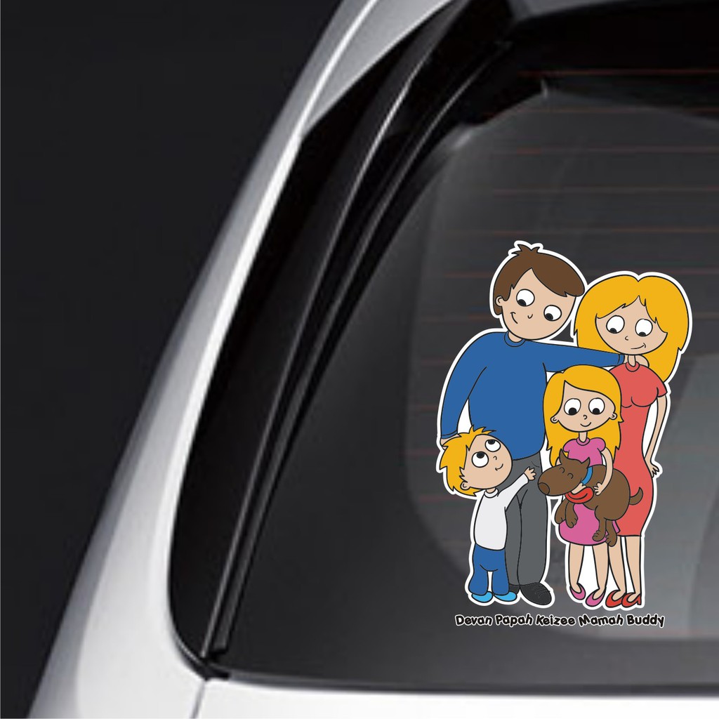 Sticker Mobil Custom Happy Family Keluarga Anak Full Color 001