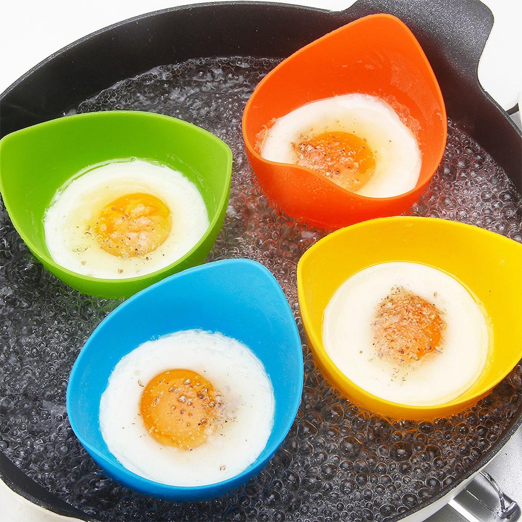 4pcs/1pcs Egg Poachers Silicone Egg Cooker Alat Dapur Pancake Anti Lengket