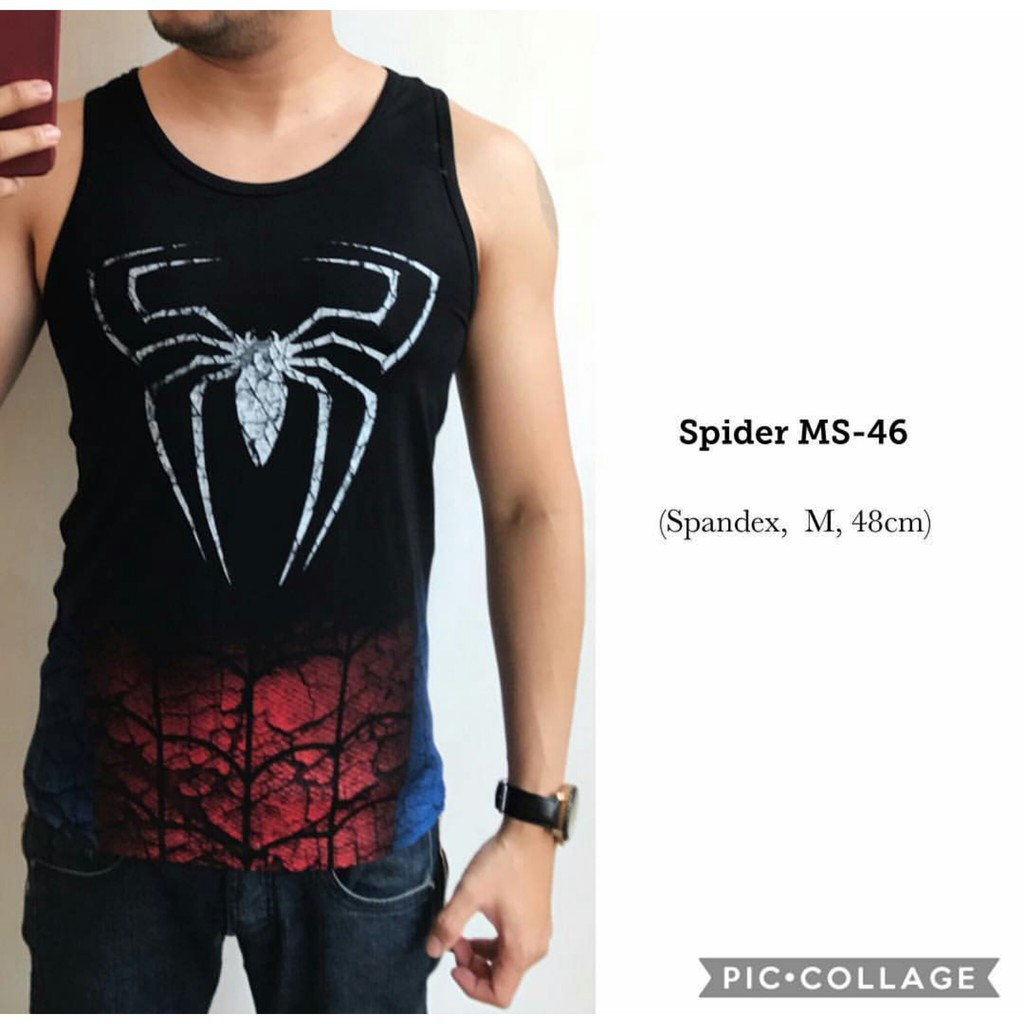 Singlet gym fitness pria fashion kaos baju lekbong SPIDERMAN superman superhero
