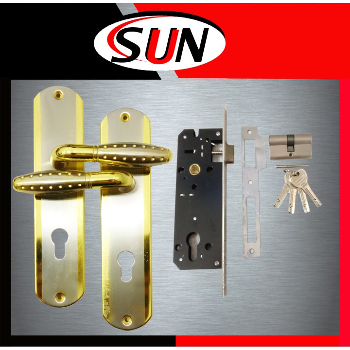 Handle Set Kunci Pintu Rumah Kuning Kombinasi Ukuran Besar