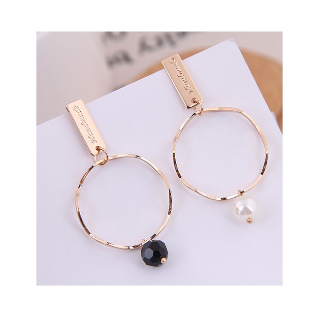 LRC Anting Tusuk Fashion Gold Metal Ring Earrings A58422