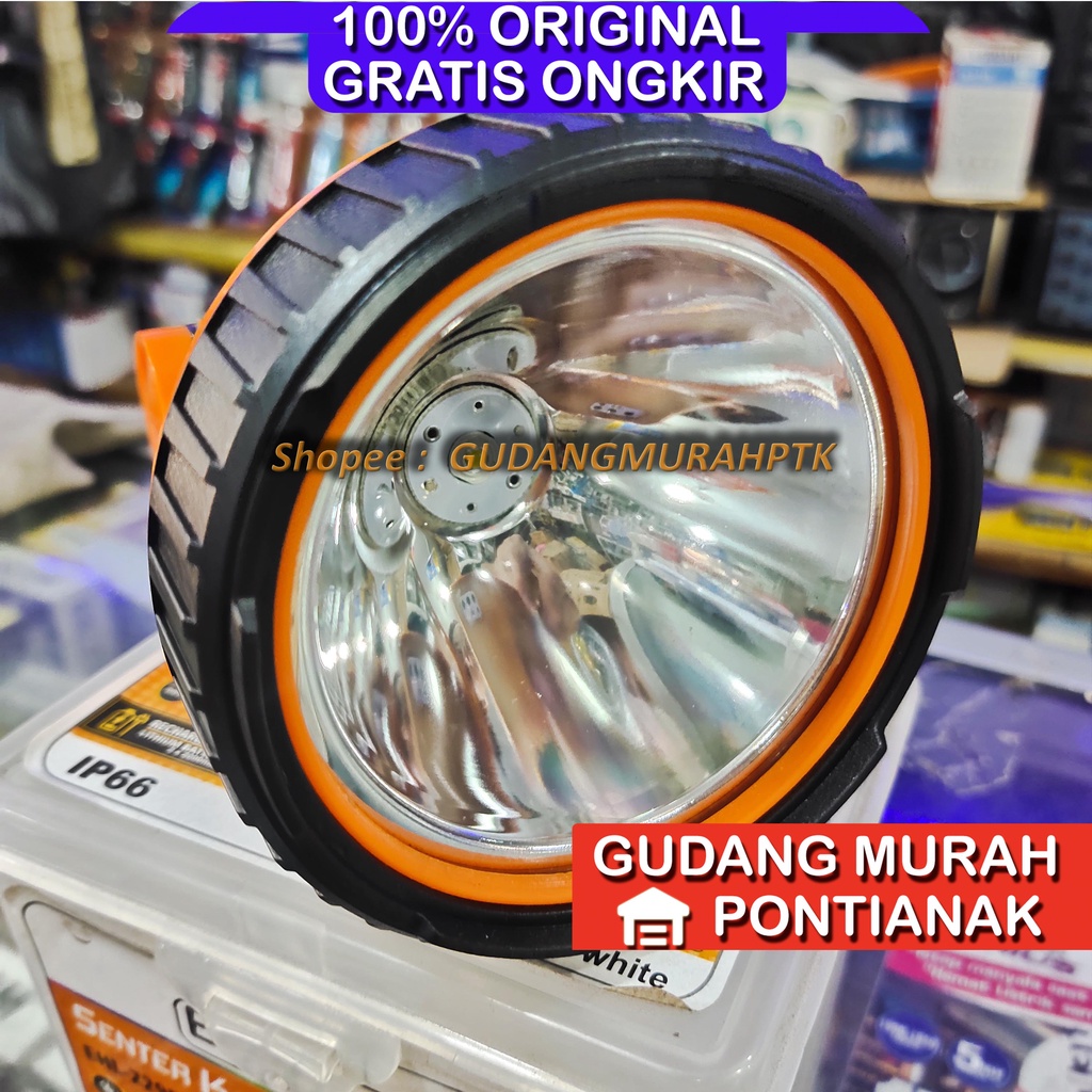 Senter Kepala 40watt ECOKING JUMBO dengan Indikator Baterai di body Headlamp head lamp lampu senter kepala 2295