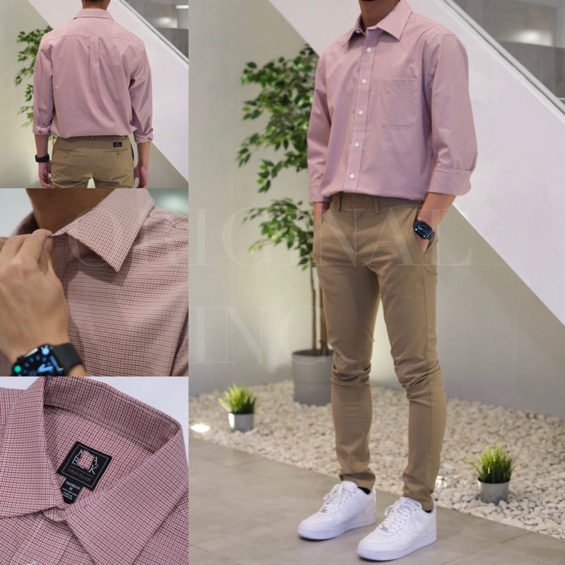 Kemeja Jos. A. Bank Original Traveler Collection LS Shirt Red Gingham JOS-LSS-01