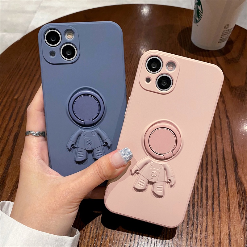 Velvet liquid silicone astronaut stand case iphone 11 pro max 12 13 pro max Xs max XR all-inclusive non-slip shockproof protective case