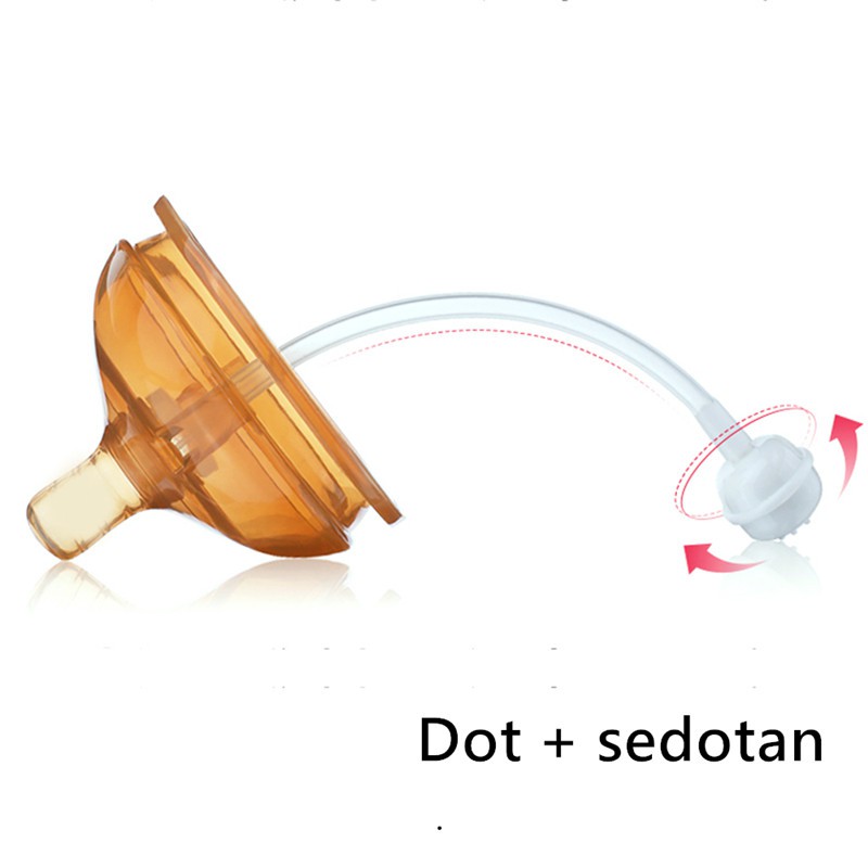 DENQI - Dot Piko Bello Nipple Dot Pengganti Wide Neck Pengganti Puting Dengan Sedotan - PB45-Brown 1 Hole (0-3 M)